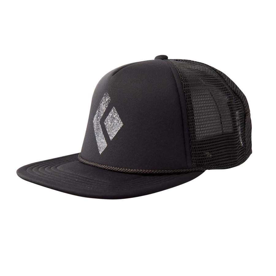 Black/White - Black Diamond Flat Bill Trucker Hat