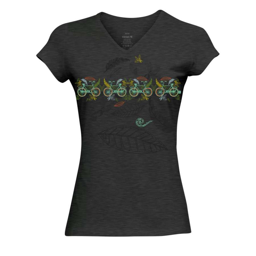 Nube Gris - Tatoo Camiseta Mujer Bici Hojas