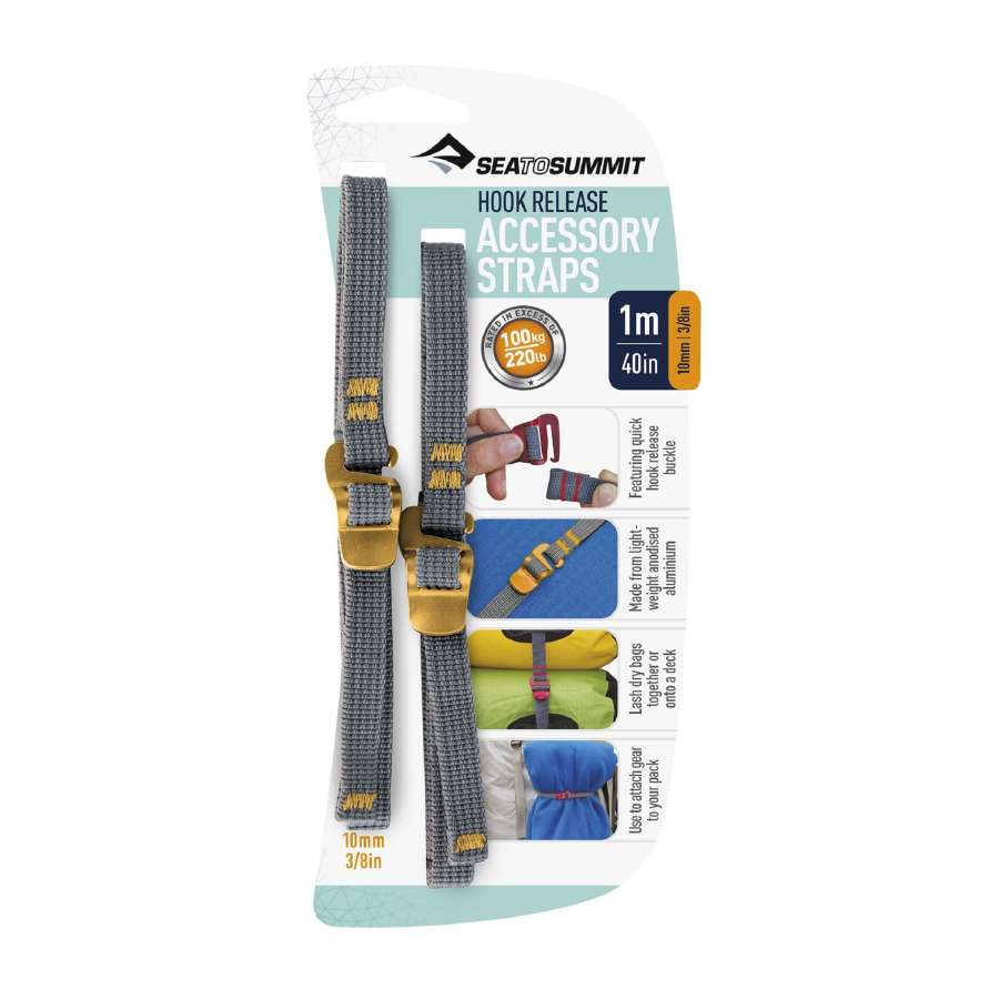 Gold - Sea to Summit Accessory Strap with Hook Buckle 10mm Webbing