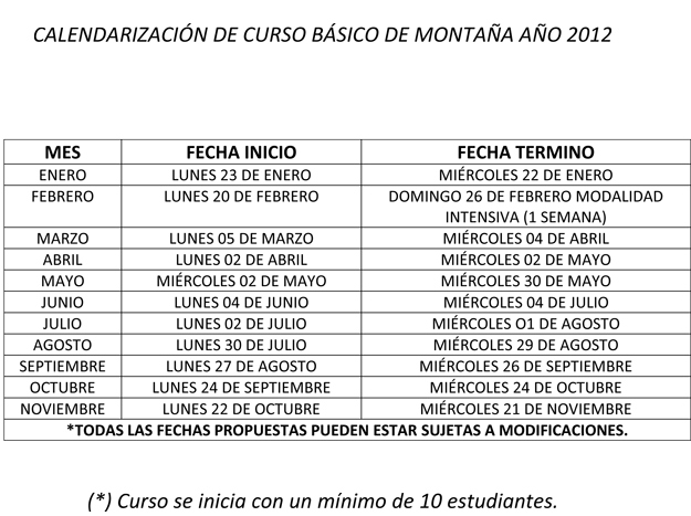 Calendario Enam