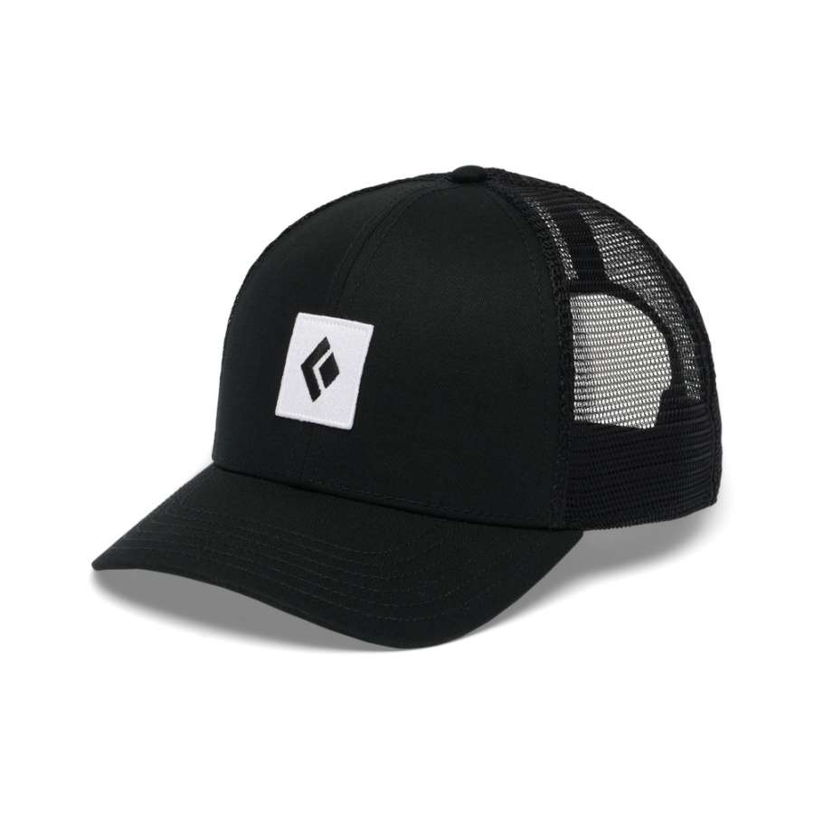 Black-Black-White Icon Patch - Black Diamond BD Trucker Hat