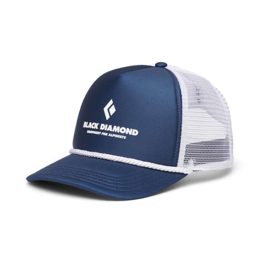 Indigo White - Black Diamond Flat Bill Trucker Hat