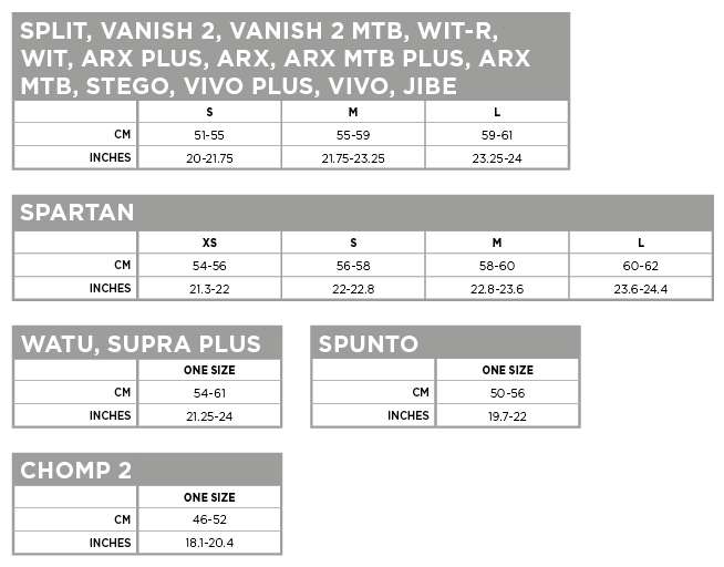 Guía de Tallas - Scott Helmet Vanish 2 MTB (CE)