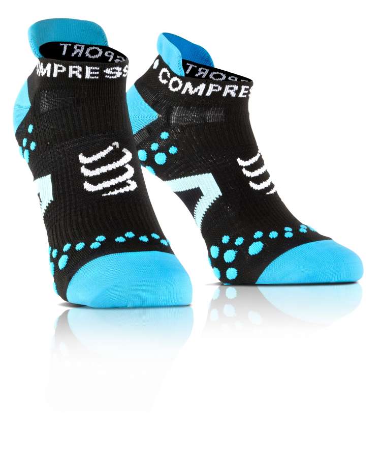 BLACK/blue - Compressport Pro-Racing Socks Run Ultra Low Cut