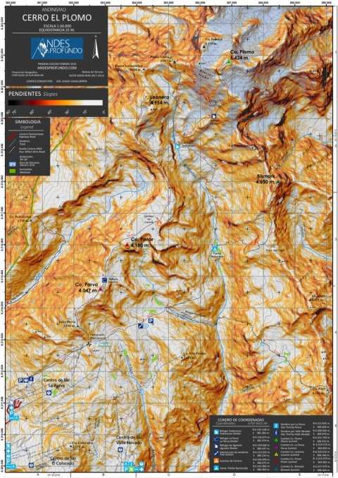 PLOMO - LA PARVA - Andesprofundo Mapa Cerro El Plomo