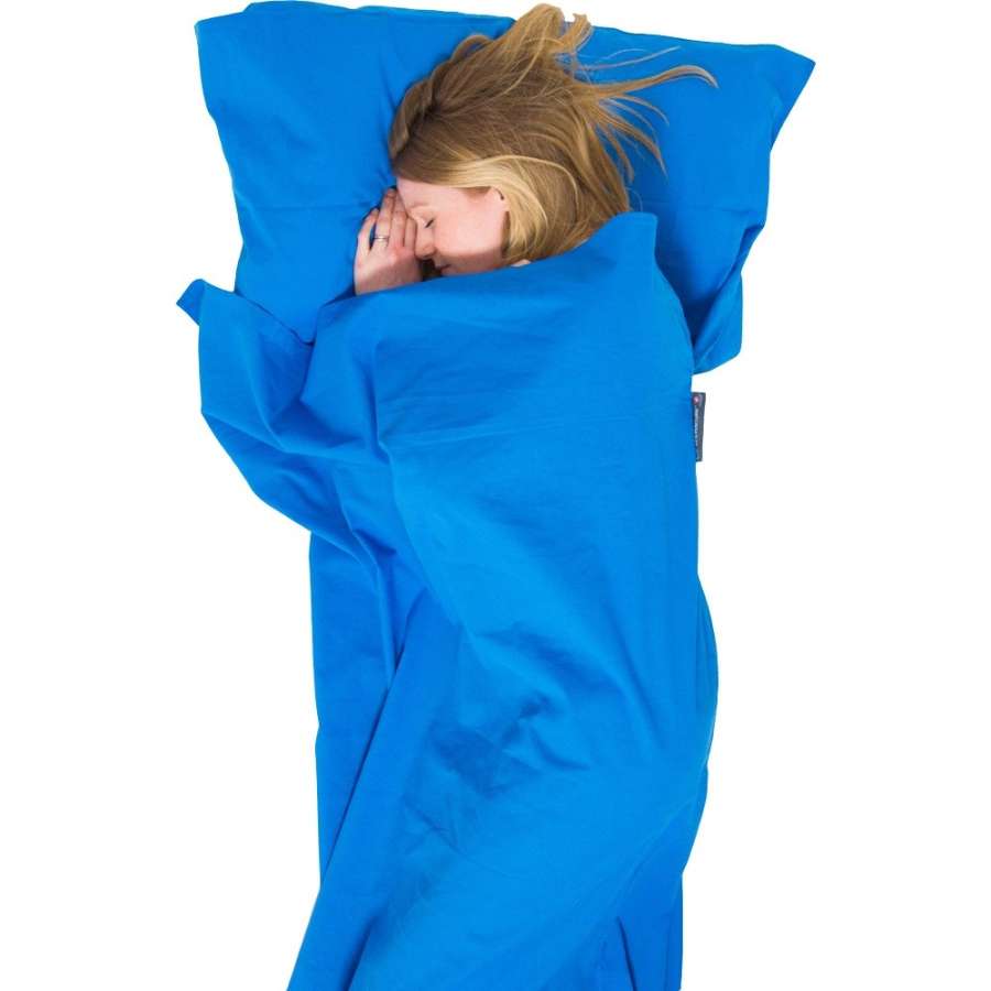 Blue - Lifeventure Cotton Sleeping Bag Liner, Anti-bac, Mummy