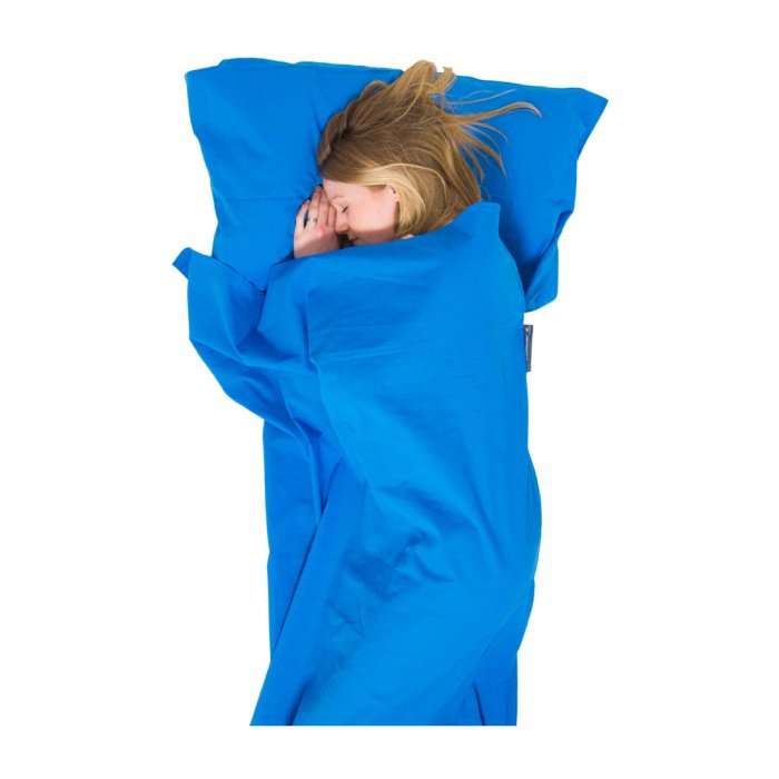Blue - Lifeventure Cotton Sleeping Bag Liner, Anti-bac, Rectangular