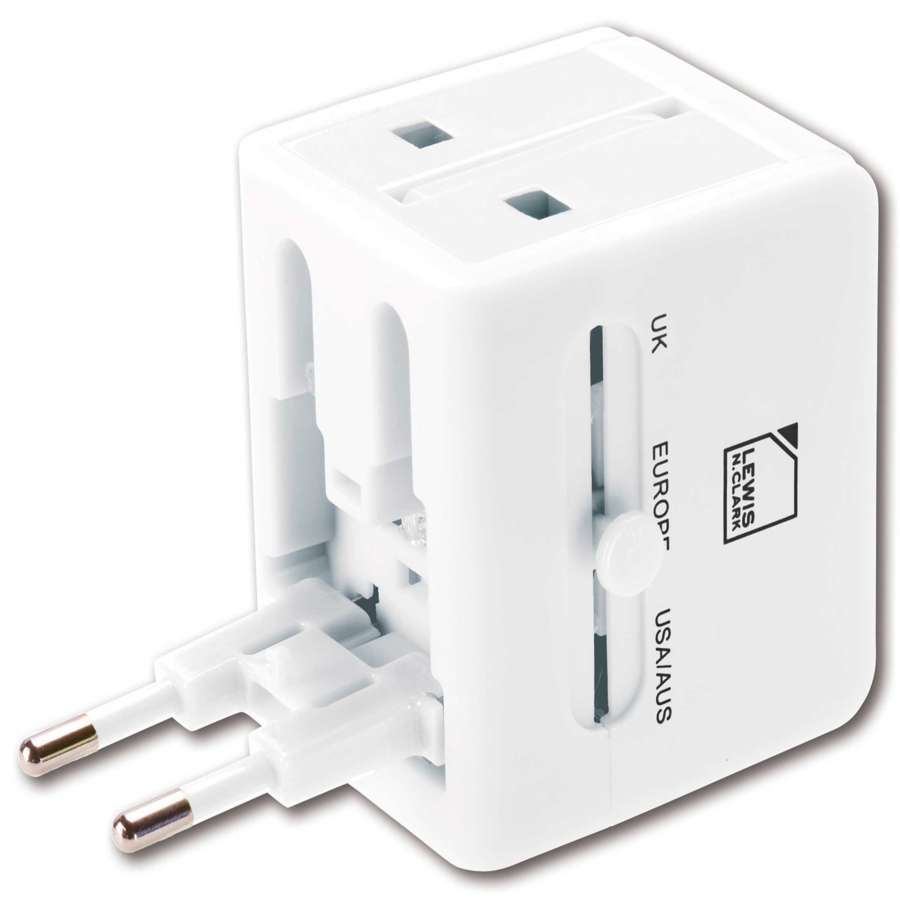 White - Lewis'n Clark Global Adapter with USB Charger