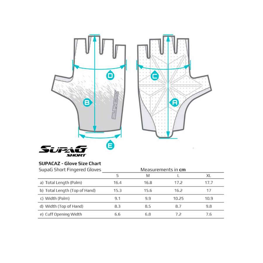 Tabla de Tallas - Supacaz Supa G Short Glove