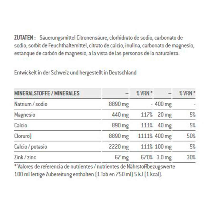 Información Nutricional Frutimix - Sponser Electrolytes Tabs