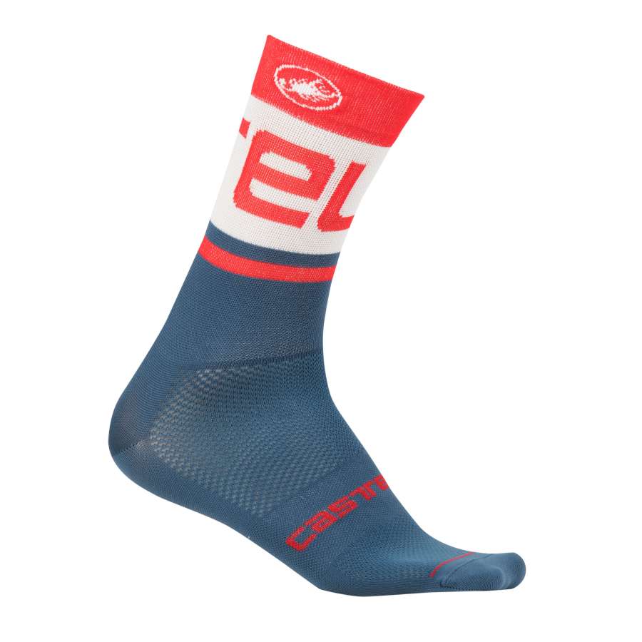 Light Steel Blue/Red - Castelli Free Kit 13 Sock