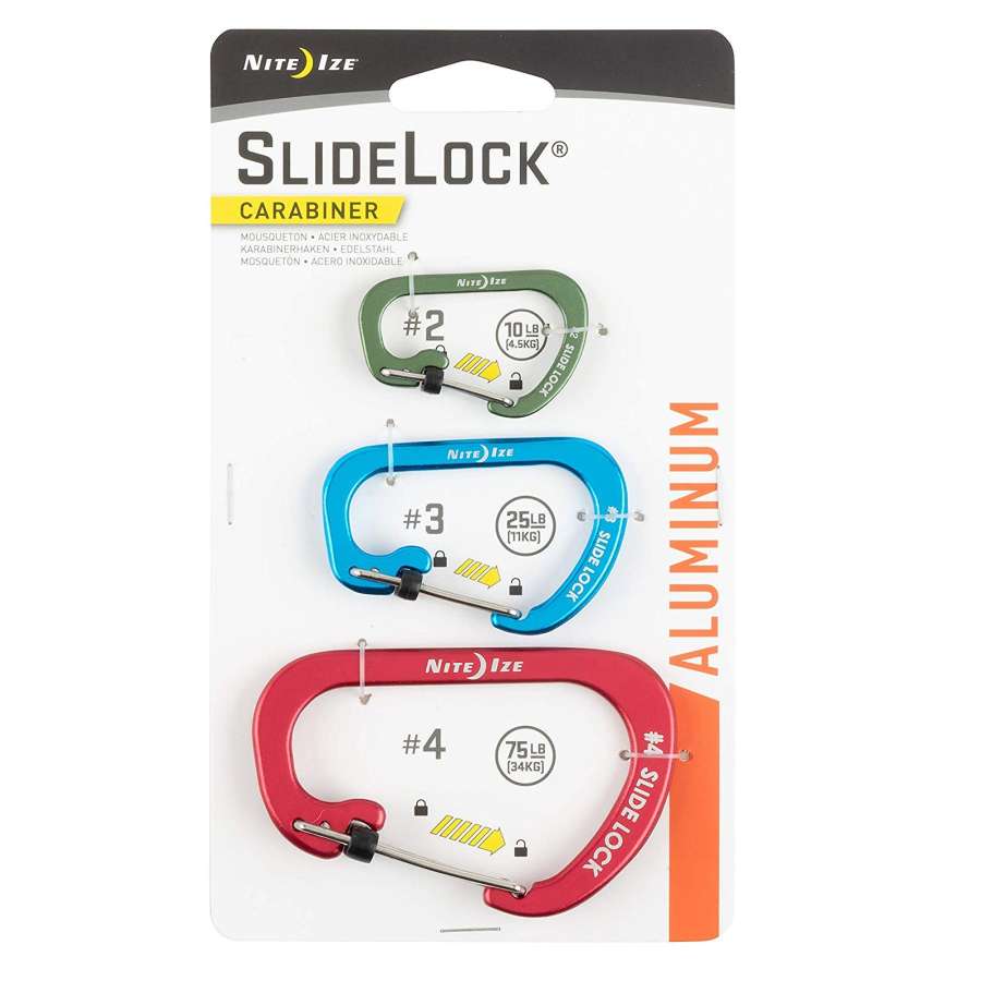 Slide Lock 3 Pack - Nite Ize SlideLock® Carabiner Aluminum - 3 Pack