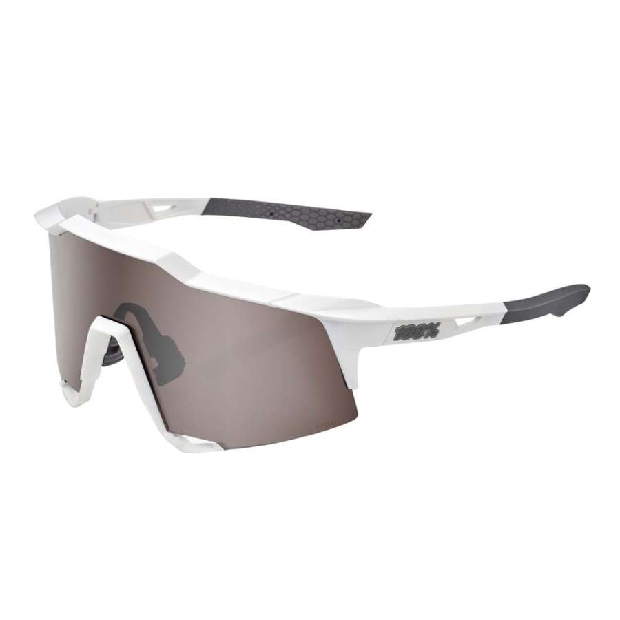 Matte White/HiPER Silver Mirror Lens - 100percent Speedcraft HiPER