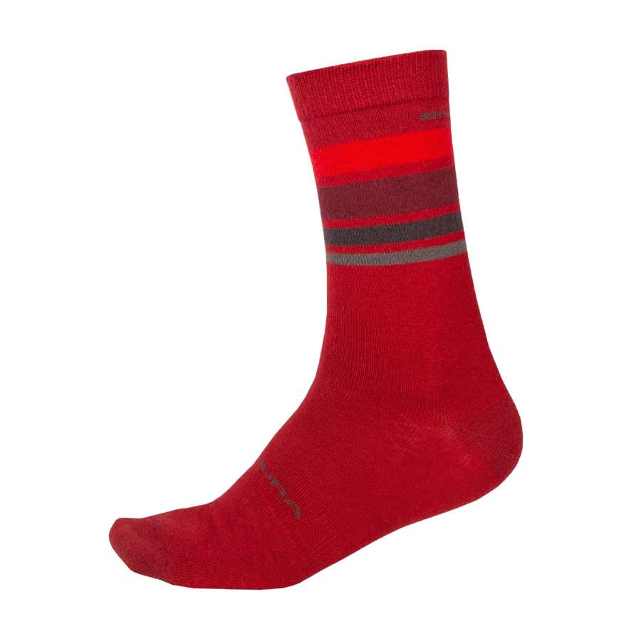 Red - Endura BaaBaa Merino Stripe Sock