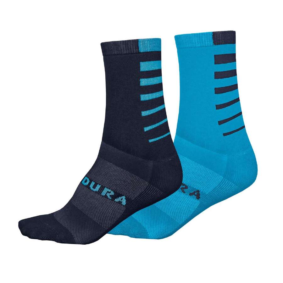 Electric Blue - Endura Coolmax® Stripe Socks (Twin Pack)