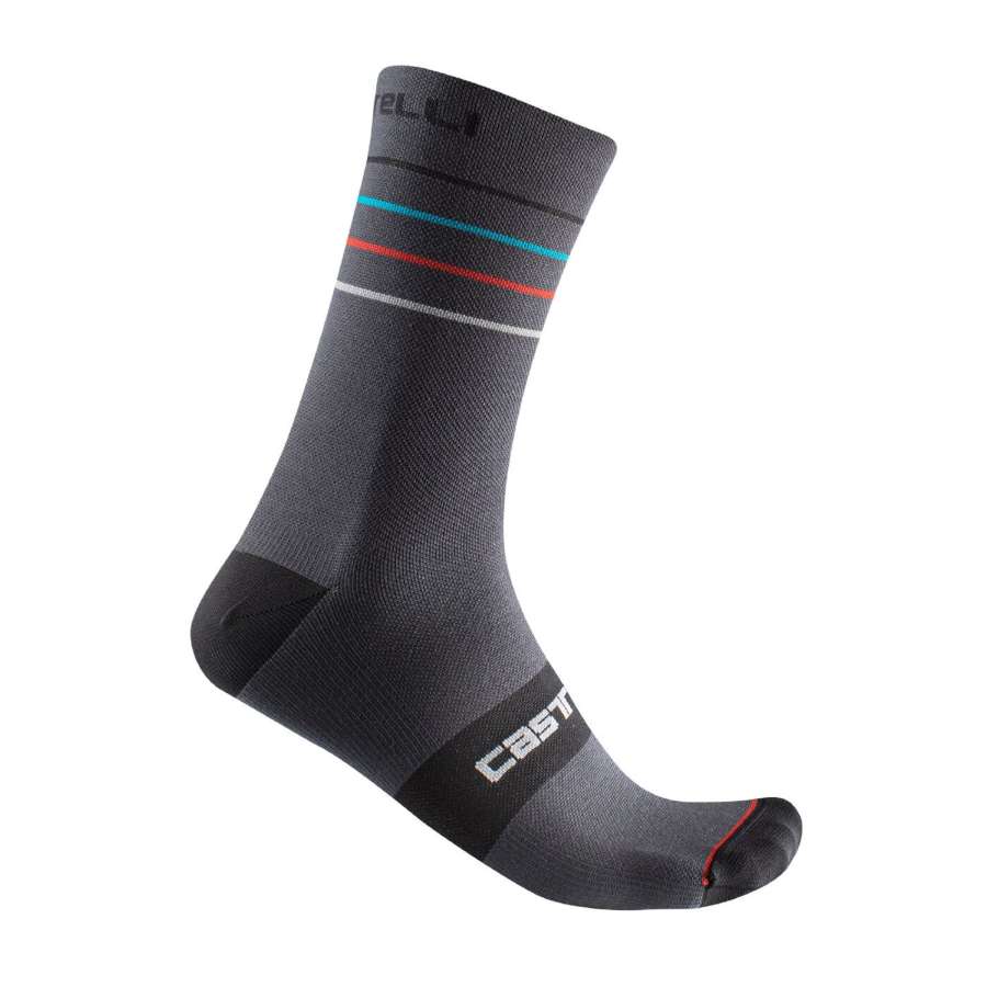 Dark Gray/Sky Blue-Red - Castelli Endurance 15 Sock