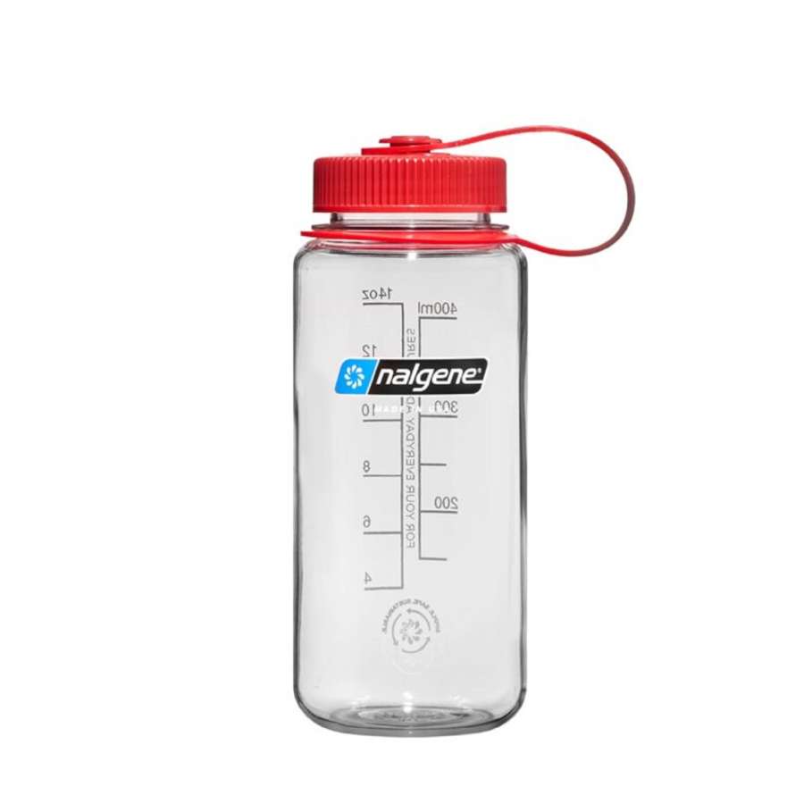 Clear / Red Cap - Nalgene 16oz Wide Mouth Sustain