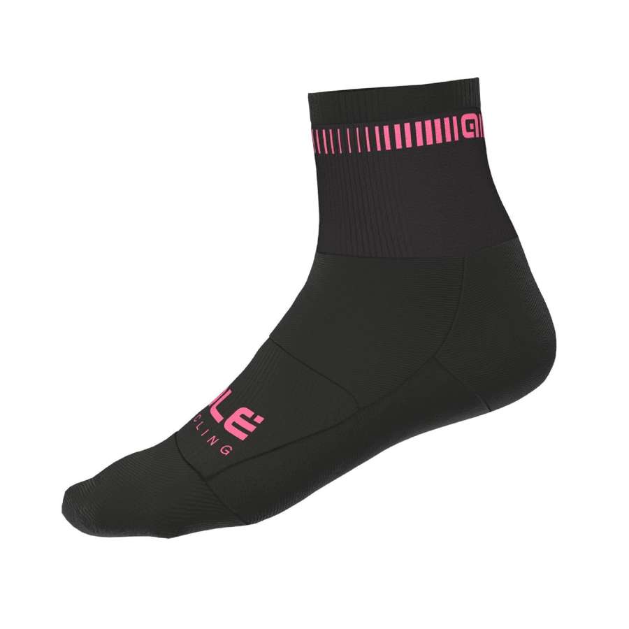 BLACK/FLUO PINK - Alé Logo Q-Skin 12cm Socks