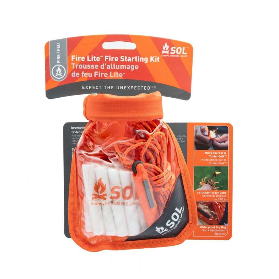 Orange - SOL Fire Lite in Dry Bag Kit Supervivencia