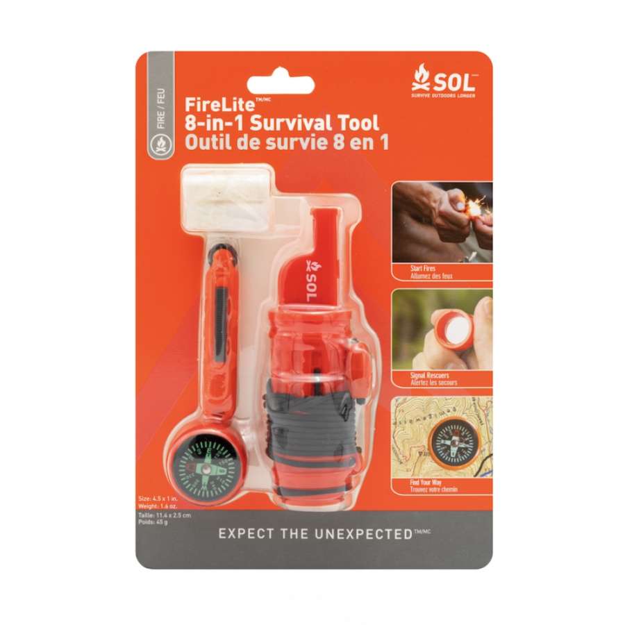 Orange - SOL Kit Fire Lite 8-IN-1 Survival Tool