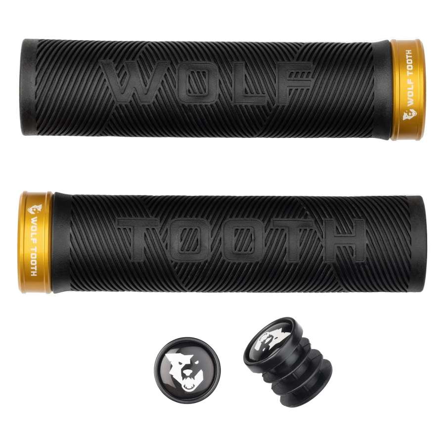 Black Grip with Gold Collar - Wolf Tooth Lock-On Echo Grip
