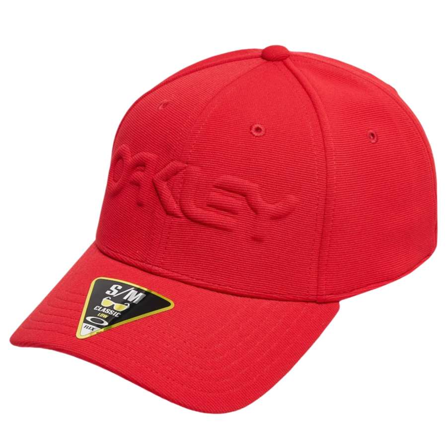 Red - Oakley 6 Panel Stretch Hat Embossed
