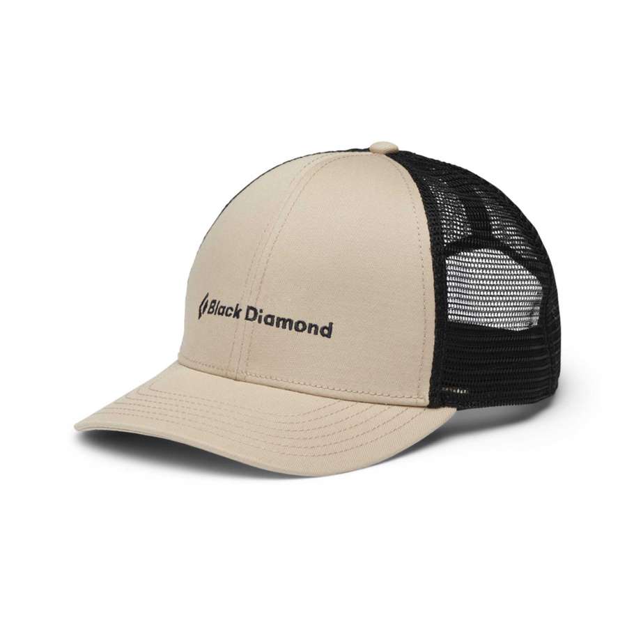 Khaki-Black-BD Wordmark - Black Diamond BD Trucker Hat