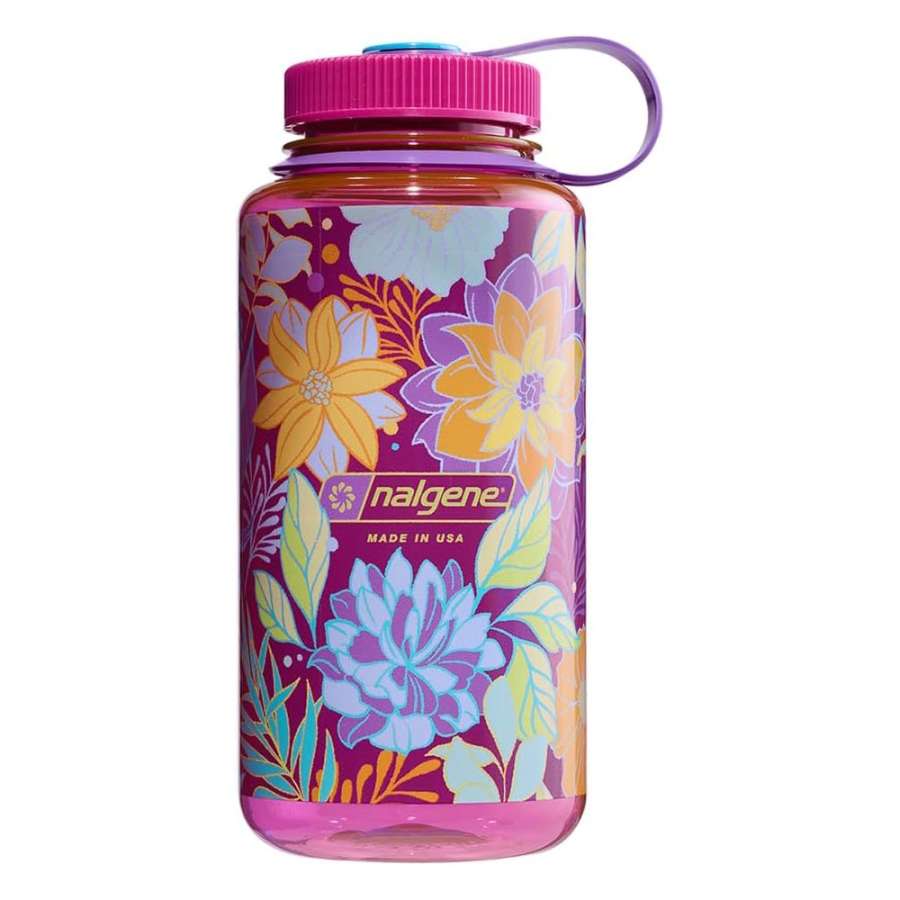 Magenta w/Botanical Florals - Nalgene 32oz Wide Mouth Sustain