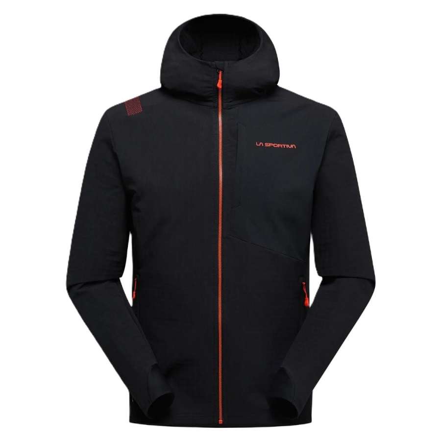 Black/Cherry Tomato - La Sportiva Descender Storm Jkt Hombre