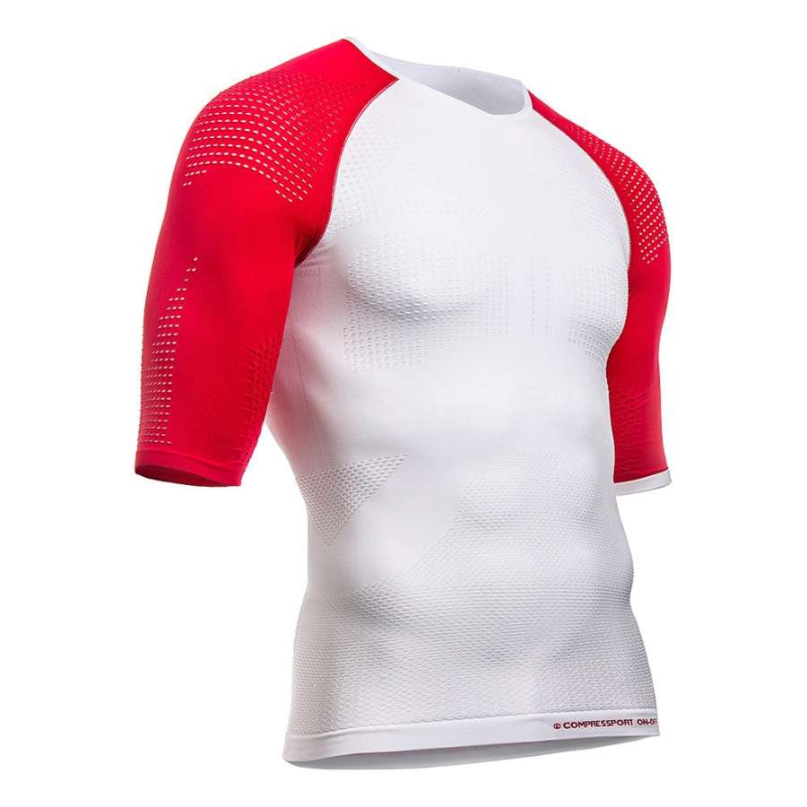 WHITE/RED - Compressport ON/OFF Multisport Shirt SS