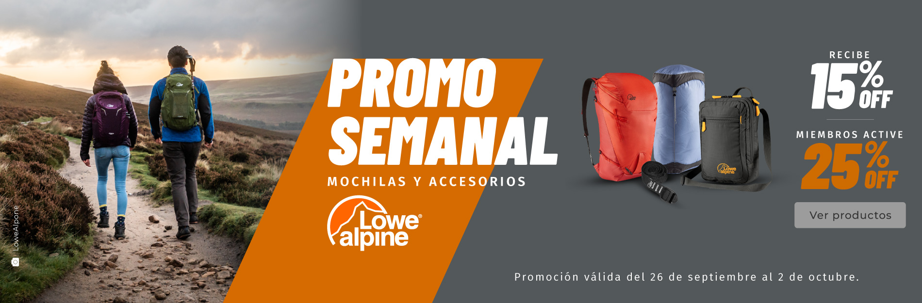 Promoción semanal Chile: Mochilas y accesorios - Lowe Alpine.