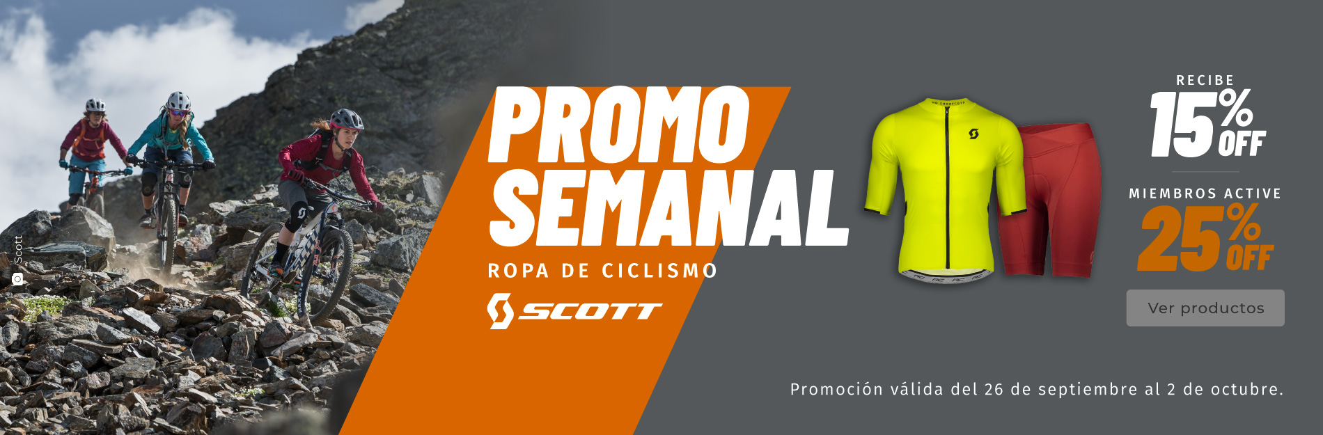 Promoción semanal Ecuador: Ropa de ciclismo - Scott.